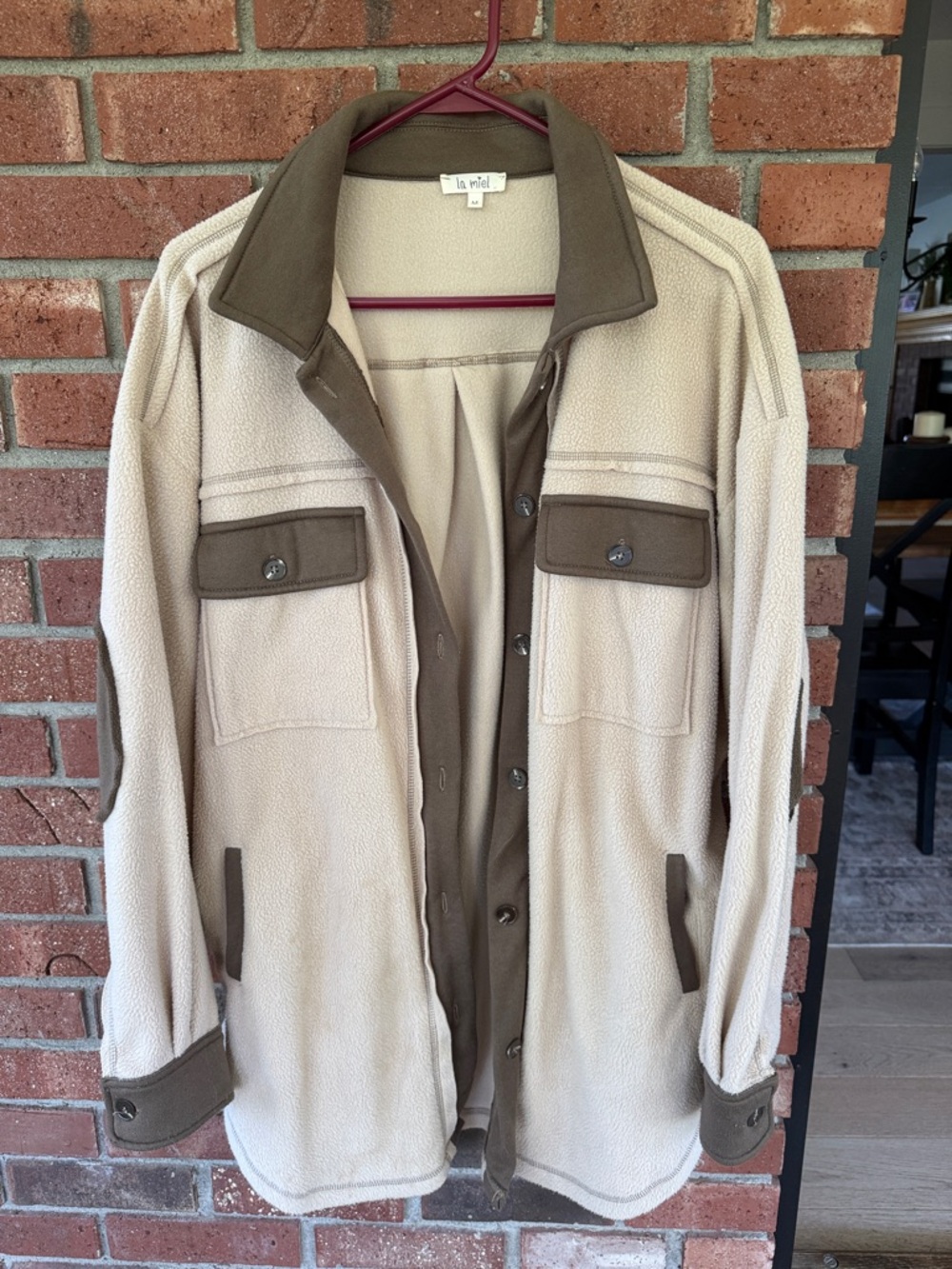 LA MIEL Two-Tone Tan and Brown Fleece Shacket